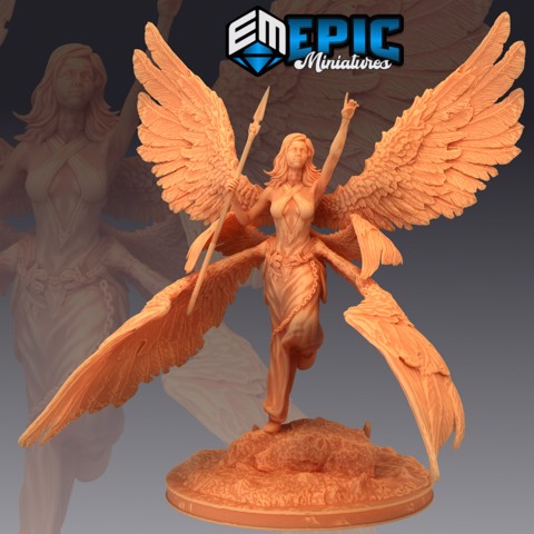 Image of Seraphim Angel Rising Spear / Six Winged Female Celestial / Heavenly High Guardian