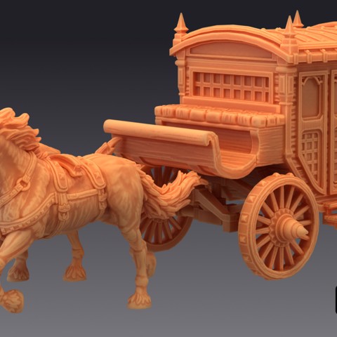 Image of Horse Drawn Carriage / Undead Horse Mount / Gothic Vehicle