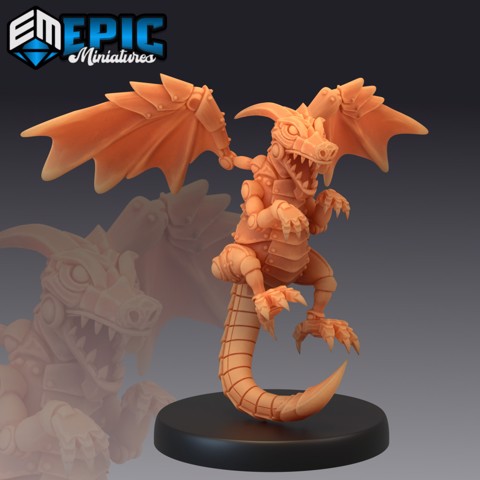 Image of Dragon Whelp Construct / Mechanical Fire Drake / Steampunk Guard Wyrmling
