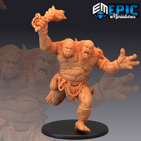 Image of Ettin Ancestor Attacking / Ancient Two Headed Ogre / Cave Encounter