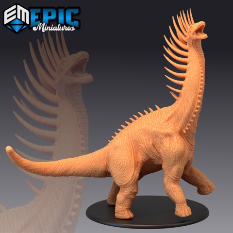Image of Long Neck Dinosaur / Ancient Bajadasaurus / Jurassic Giant Spiked Dino