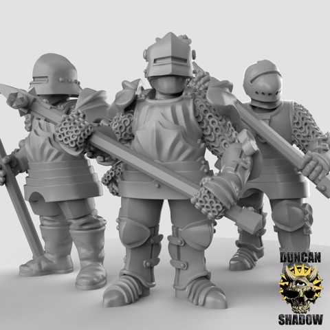 Image of Man at Arms Knights with warhammer's (pre supported)