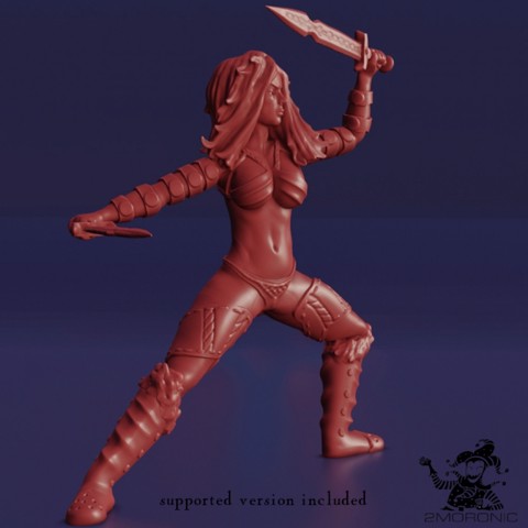 Image of Barbarian Sword-dancer – Medium Female Human (1 inch/25 mm base size, 1.25 inch/32 mm height miniature)