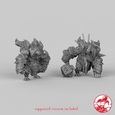 Image of Horned Demon of Orcus 2 inch base and Horned Demon rampage version bundle, 750 mm height Large miniature