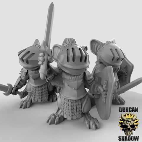 Image of Mousle Knights with swords and shields (pre supported)