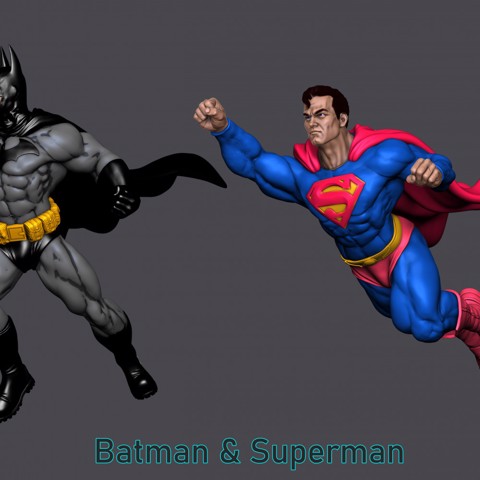 Image of Batman and Superman  (75mm_ Base