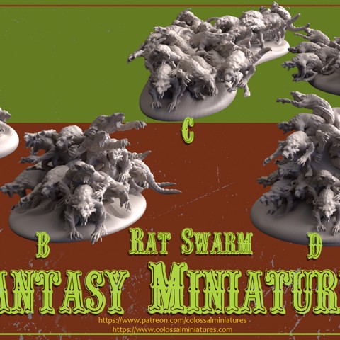 Image of Fantasy Series 14 Bundle, 5 x Rat Swarm minis - PRE-SUPPORTED