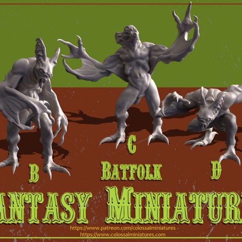 Image of Fantasy Series 13 Bundle, 5 x Batfolk minis - PRE-SUPPORTED