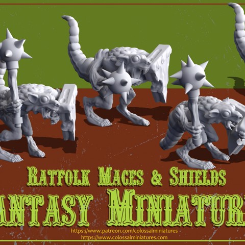 Image of Ratfolk Mace Bundle, 5 x minis, Pre- Supported