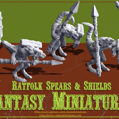 Image of Ratfolk Spear Bundle, 5 x minis, Pre- Supported