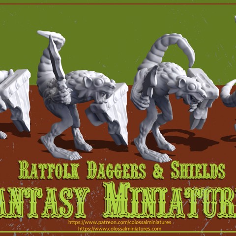 Image of Ratfolk Daggers Bundle, 4 x minis, Pre- Supported