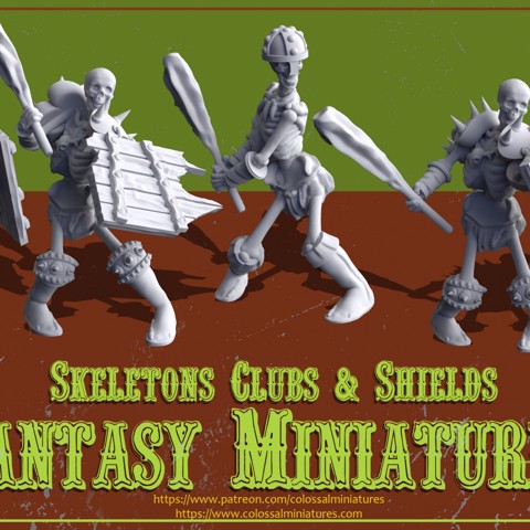 Image of Skeleton Set  - Clubs x 5 Minis, Pre-Supported