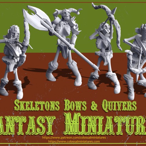 Image of Skeleton Set  - Bows x 5 Minis, Pre-Supported