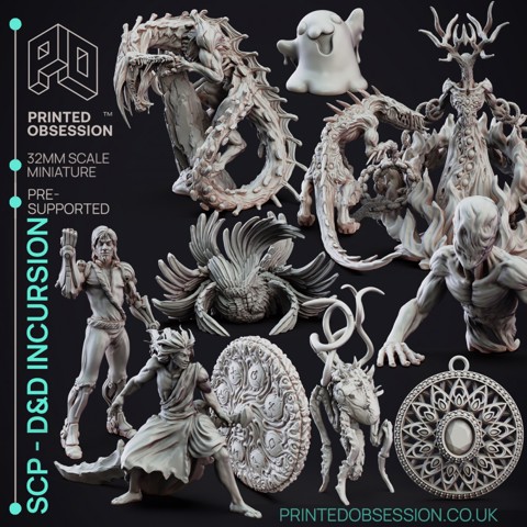 Image of SCP "The D&D incursion" - 13 model pack - PRESUPPORTED - 32mm scale - Illustrated & Stated