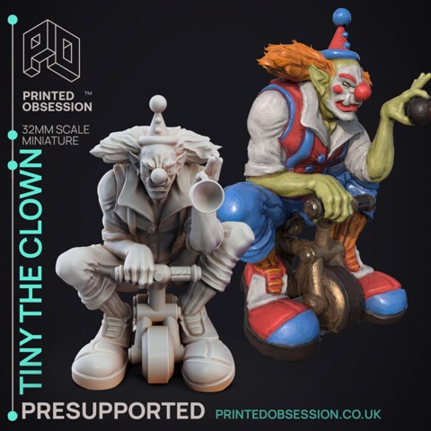 Image of Tiny The Clown - Circus of horrrors - PRESUPPORTED - 32mm Scale