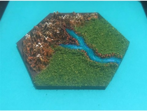Image of Wargaming Hex Tiles / Mighty Empires - River Highland End Tiles Set