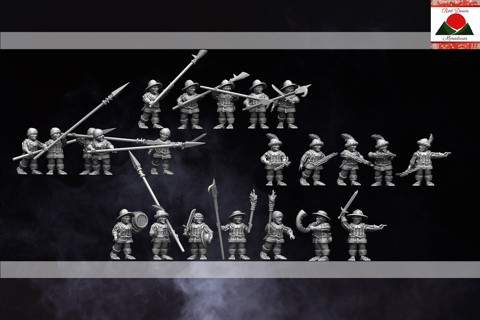 Image of 28mm Halfling Levy Militia Multi Pose and Print Supports added