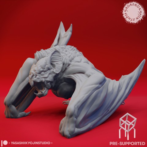 Image of Dire Bat - Tabletop MIniature (Pre-Supported)