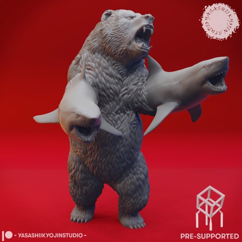 Image of Sharkenbear  - Tabletop Miniature (Pre-Supported)