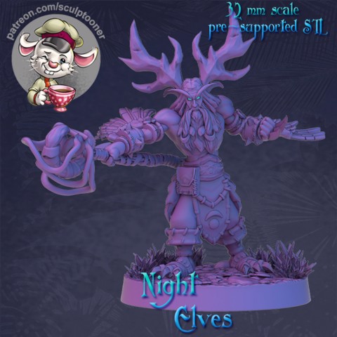 Image of Stormrage Night Elf attack posed - 32mm scale printable miniature