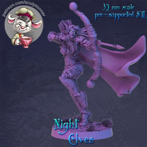 Image of Windranger - night elf archer 32 mm scale
