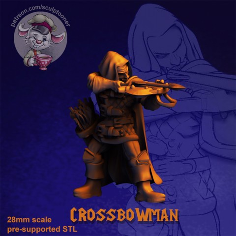 Image of Crossbower - 28 mm miniature 3D print model