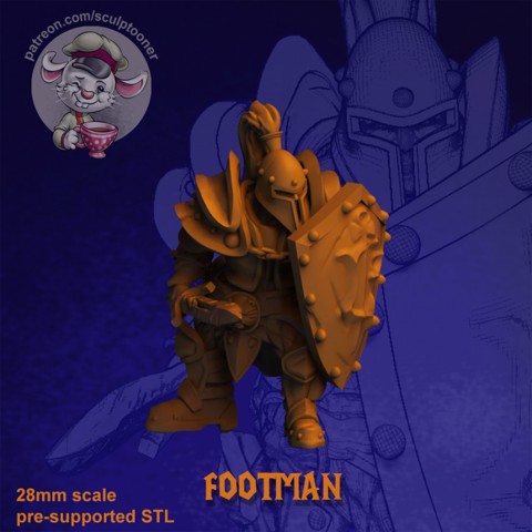 Image of Footman - 28 mm miniature 3D print model
