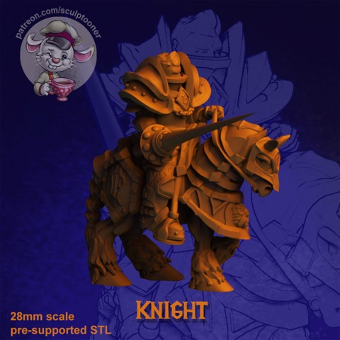 Image of Knight - 28 mm miniature 3D print model