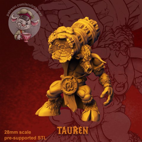 Image of Tauren - 28 mm miniature 3D print model