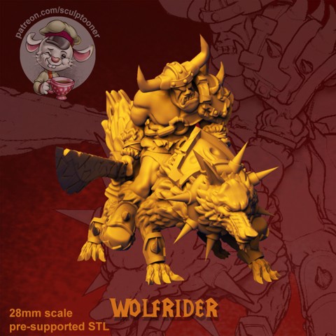 Image of Wolfrider - 28 mm miniature 3D print model