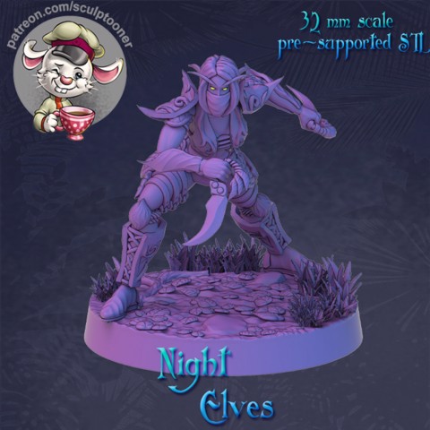 Image of Night Elf rogue crouching female