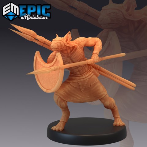 Image of Catfolk Sphynx Spear Warrior / Feline Warrior / Desert Fighter