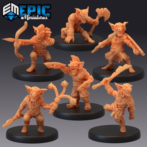 Image of Wicked Goblin Tribe Warrior Set / Green Skin Army Soldier / Classic Creature