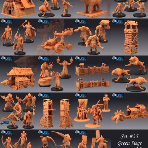 Image of Green Siege Set / Orc & Goblin Army Warfare / Siege Engine Collection / Pre-Supported