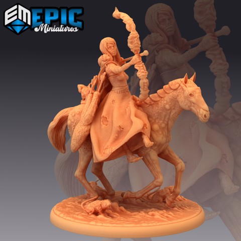 Image of Horseman of Pestilence / Female Horse Rider of the Apocalypse / Woman Disease Archer