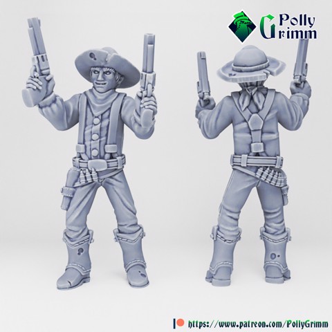 Image of Tabletop historic miniature. Wild west set. Cowboy with guns