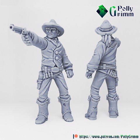 Image of Tabletop historic miniature. Wild west set. Cowboy with gun
