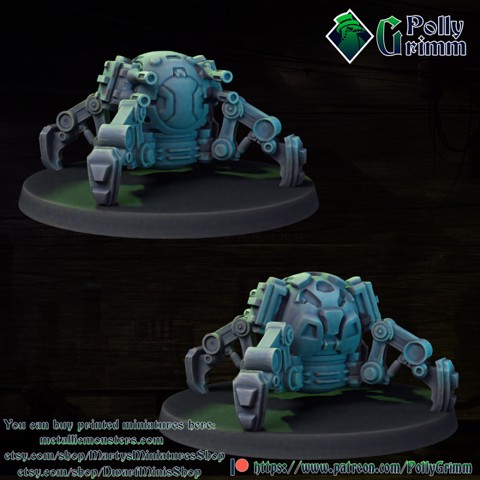 Image of Tabletop miniature sci-fi cyberpunk fantasy. Battle droid