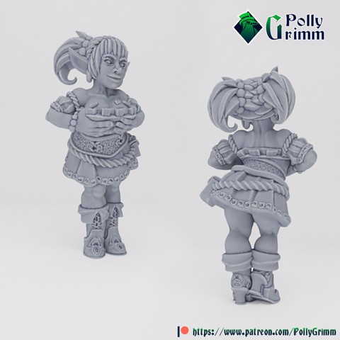 Image of Fantasy tabletop miniature character. Goblin girl
