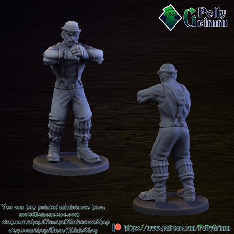 Image of Victorian boxer thug. Steampunk tabletop miniature
