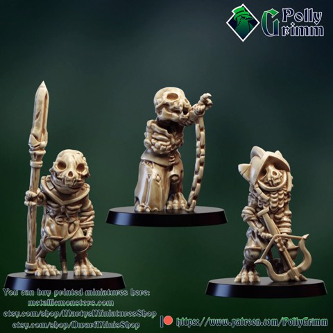 Image of Tabletop miniatures. Cat undead skeletons set