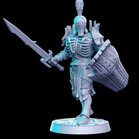Image of Amladril with sword and shield (elven deathknight)- 32mm - DnD