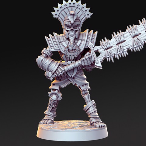 Image of Mummy with two-handed weapon - Egyptian god - 32mm - DnD