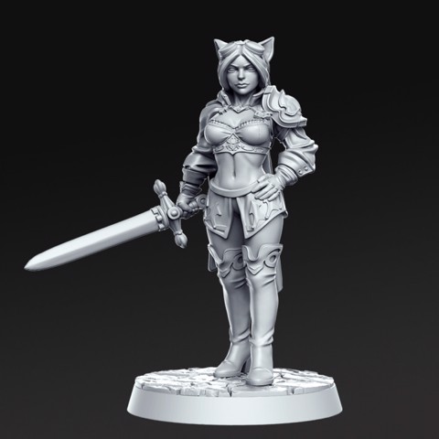 Image of Ambar - Female Cat soldier - 32mm - DnD -