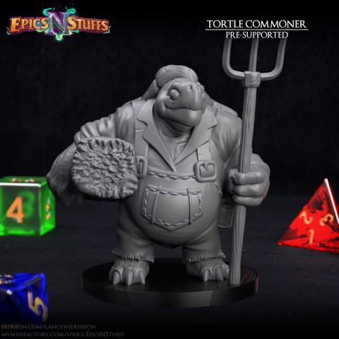 Image of Tortle Commoner Miniature - Pre-Supported