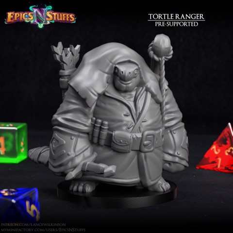 Image of Tortle Ranger Miniature - Pre-Supported