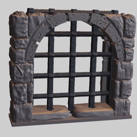 Image of OpenForge Dungeon Stone Separate Wall Portcullis
