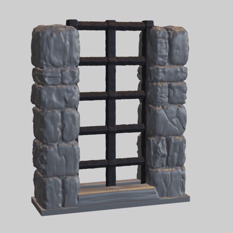 Image of OpenForge Dungeon Stone Separate Wall Grates/Jail Doors