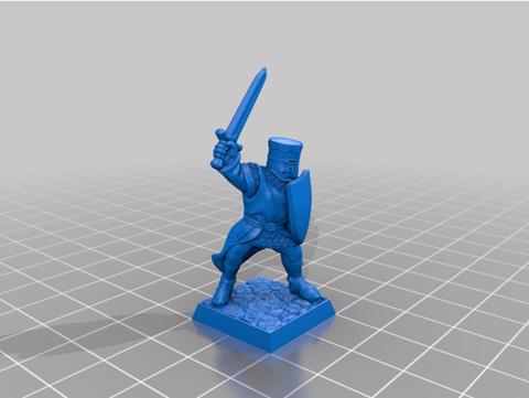 Image of Crusader knight 28mm (supportless, FDM friendly)