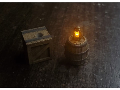 Image of Mini Flicker LED Lantern on Barrel, Crate, etc